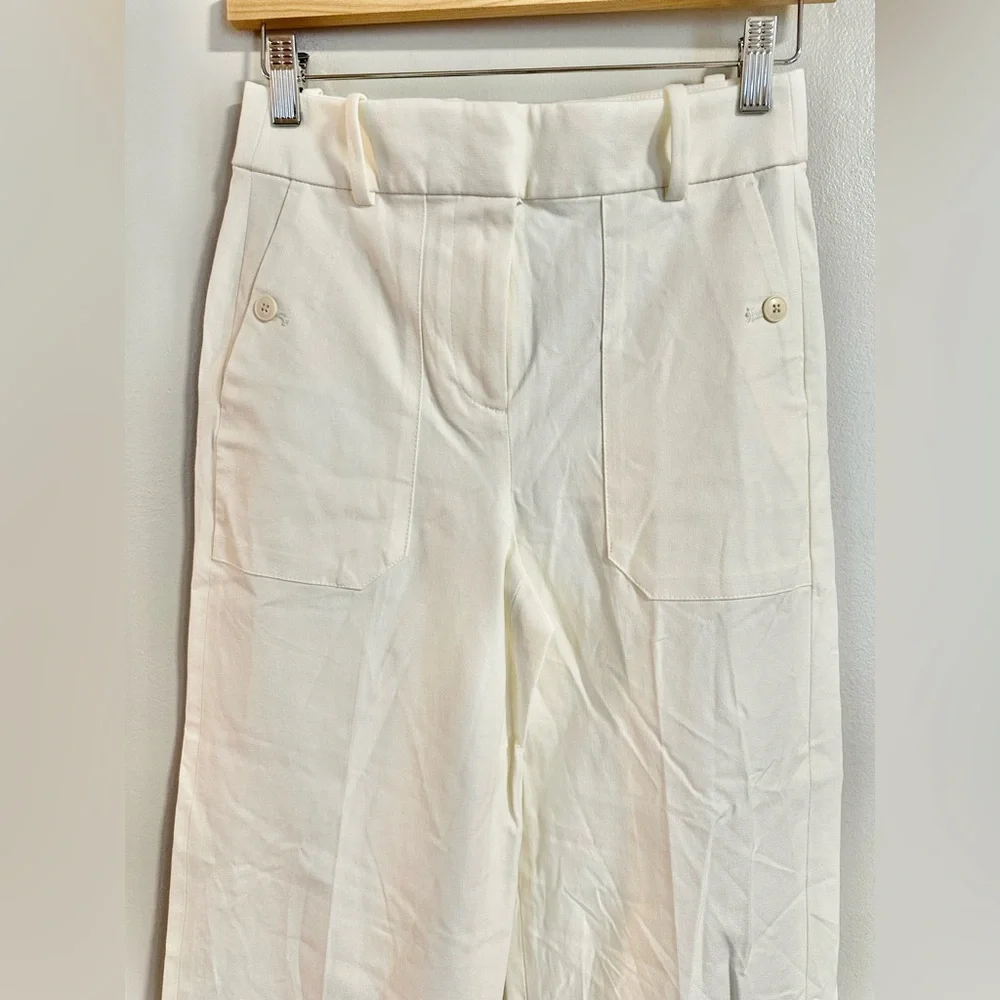 J. Crew Sydney wide-leg pant in bi-stretch cotton blend in Ivory size 0. NWT - Picture 6 of 11